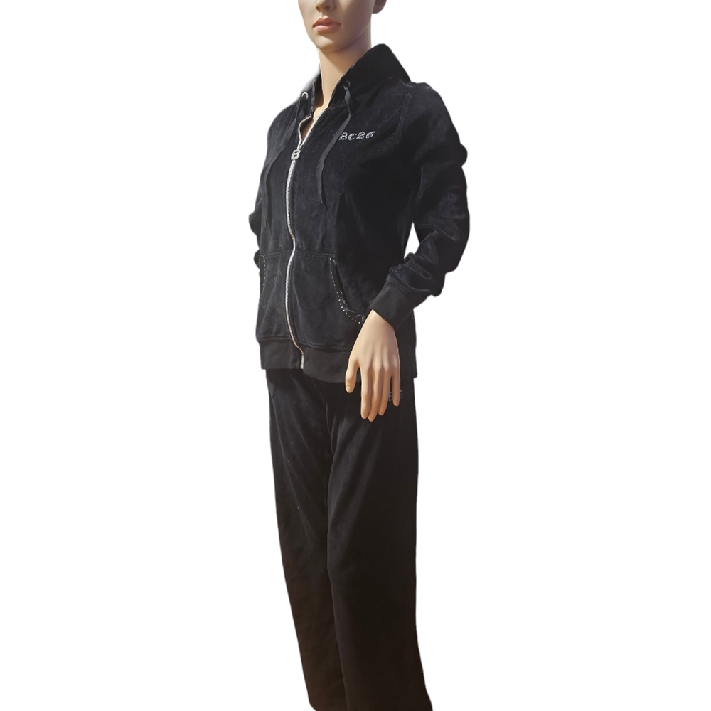 BCBGMaxazria Y2K Black Velvour Track Suit (Large)